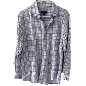 Johnston & Murphy Blue & White Plaid Men's Shirt